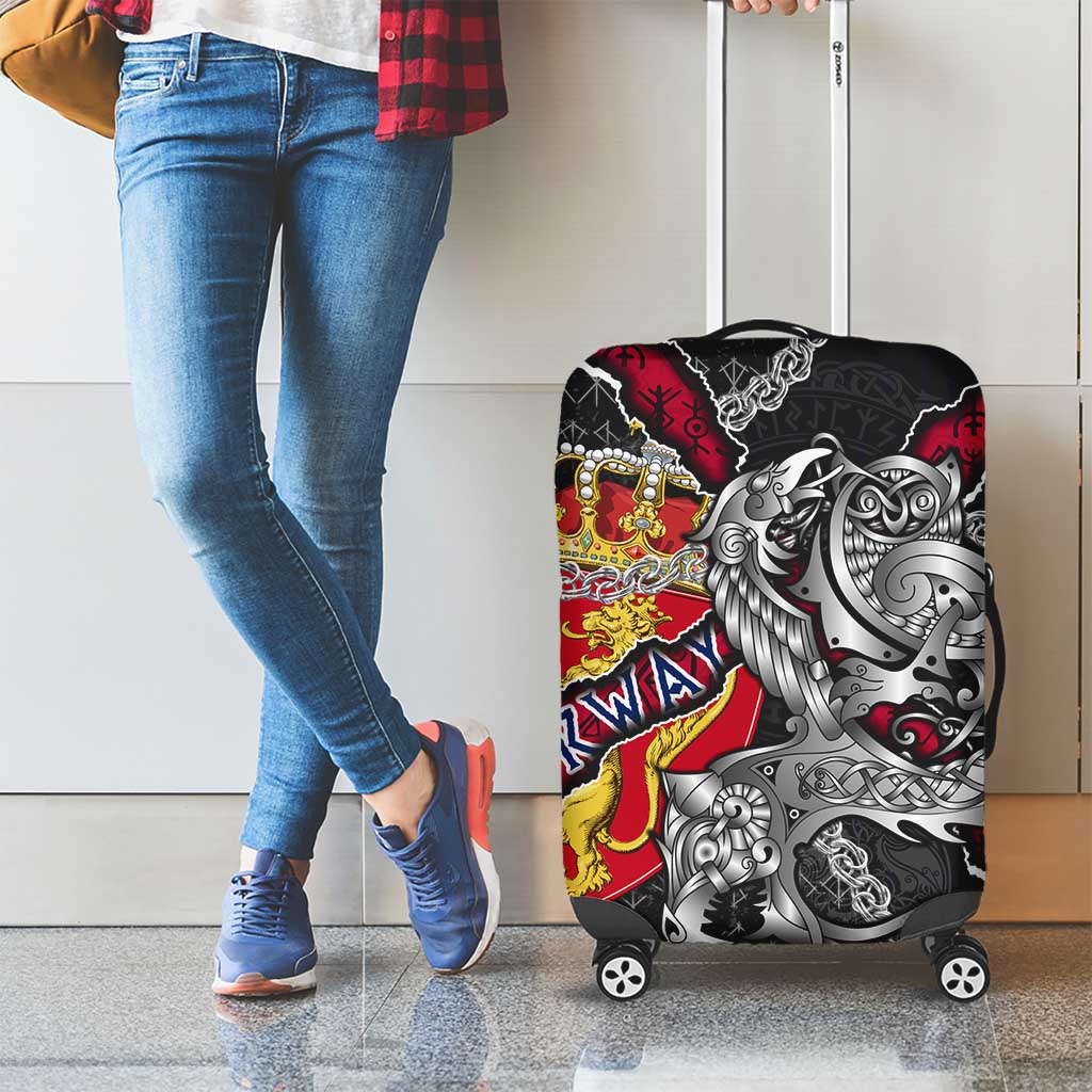 Norway Vikings Luggage Cover Nordic Lion Bound in Runes and Chains DT02