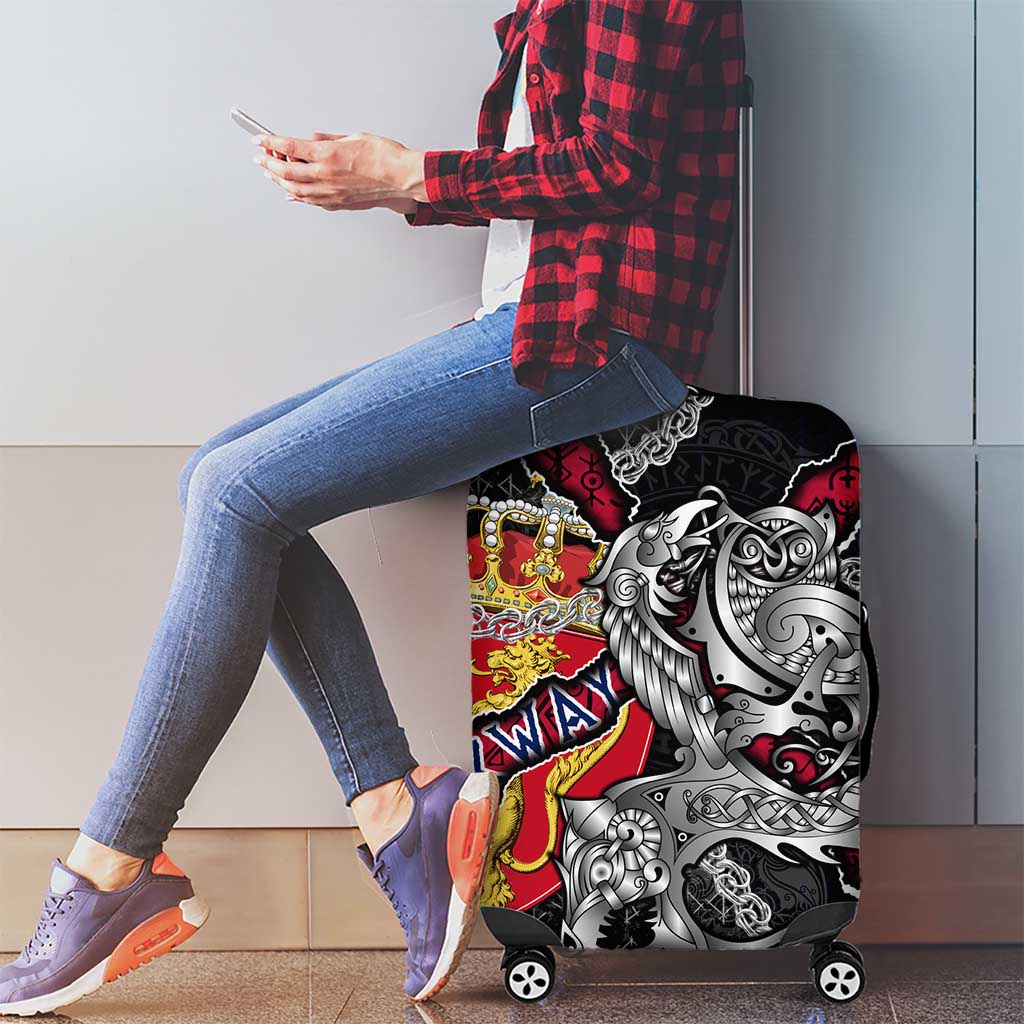 Norway Vikings Luggage Cover Nordic Lion Bound in Runes and Chains DT02