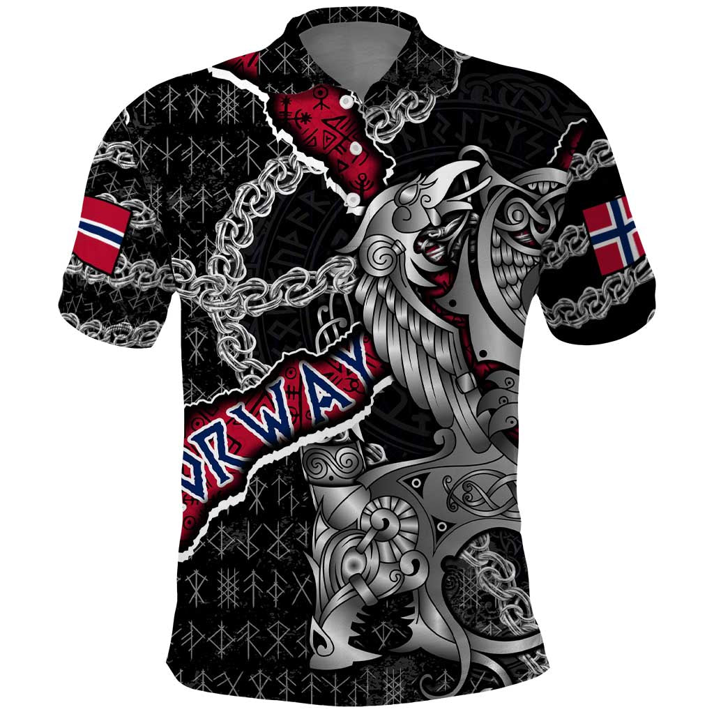 Personalized Norway Vikings Polo Shirt Nordic Lion Bound in Runes and Chains DT02