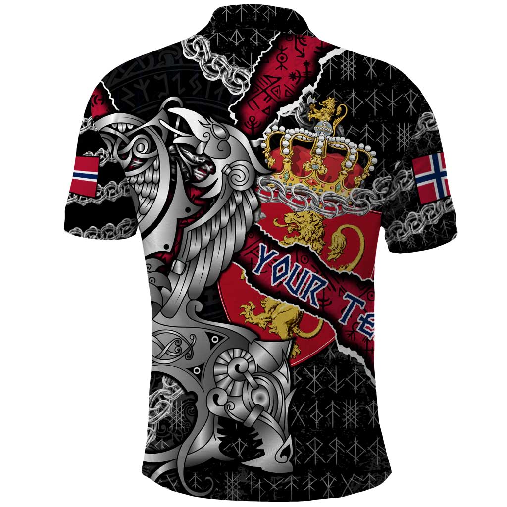 Personalized Norway Vikings Polo Shirt Nordic Lion Bound in Runes and Chains DT02
