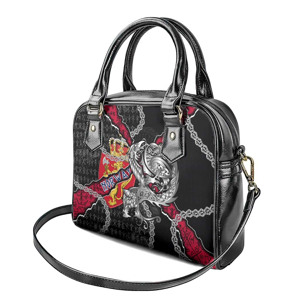 Norway Vikings Shoulder Handbag Nordic Lion Bound in Runes and Chains DT02