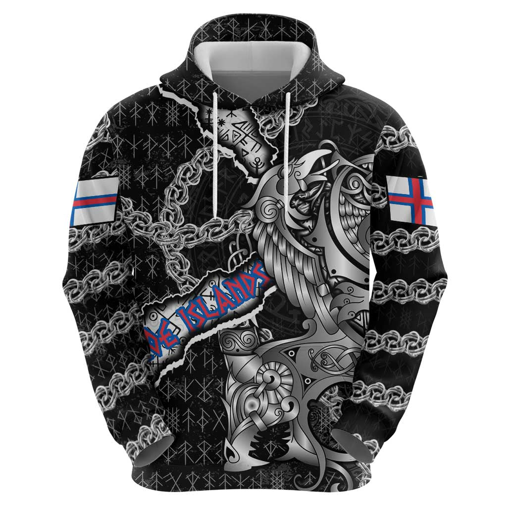 Personalized Faroe Islands Vikings Hoodie Nordic Lion Bound in Runes and Chains DT02