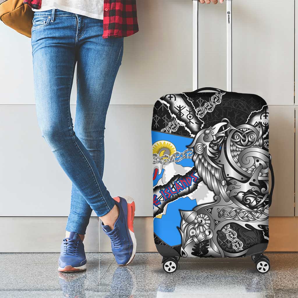 Faroe Islands Vikings Luggage Cover Nordic Lion Bound in Runes and Chains DT02