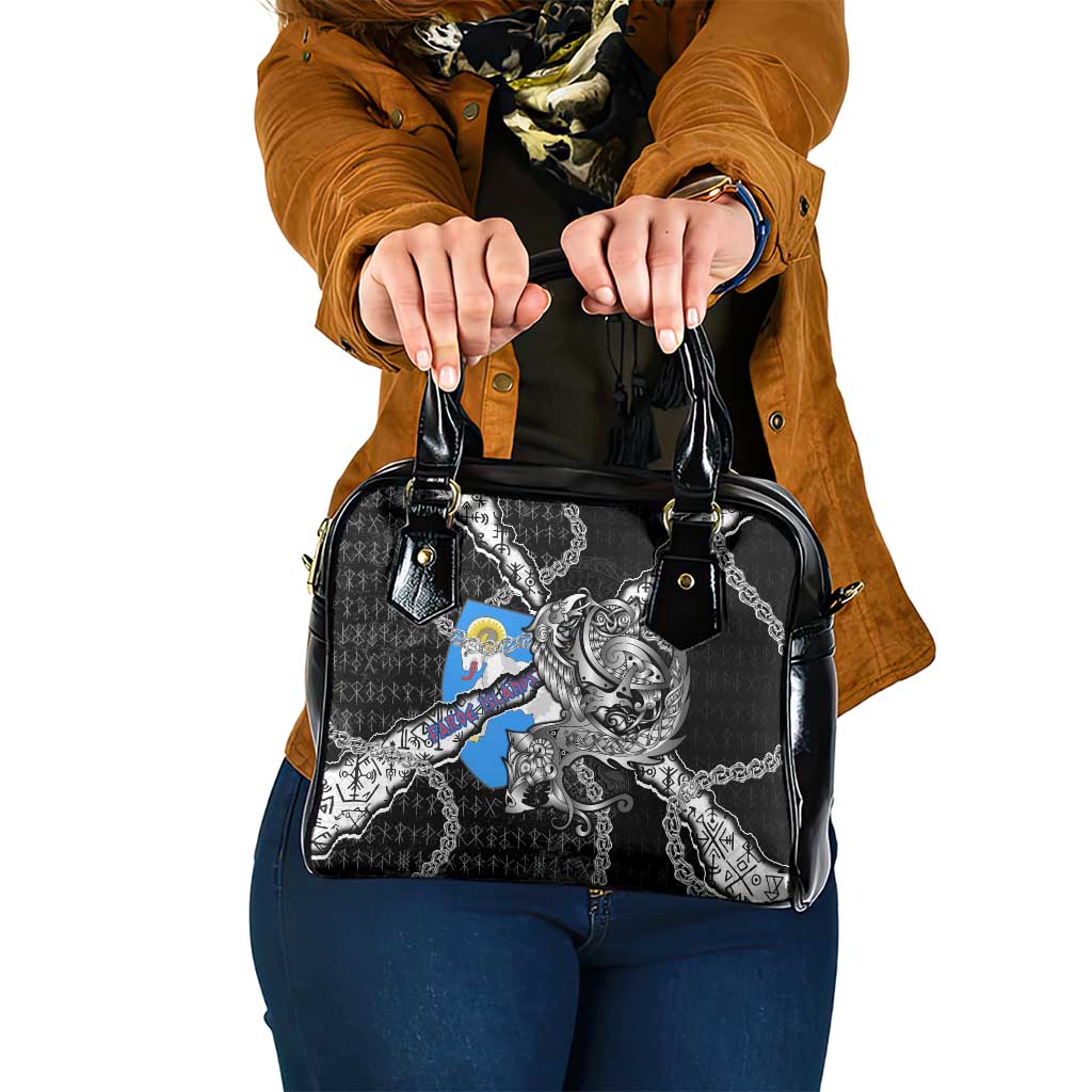 Faroe Islands Vikings Shoulder Handbag Nordic Lion Bound in Runes and Chains DT02