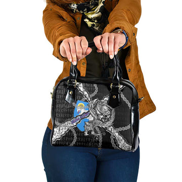 Faroe Islands Vikings Shoulder Handbag Nordic Lion Bound in Runes and Chains DT02
