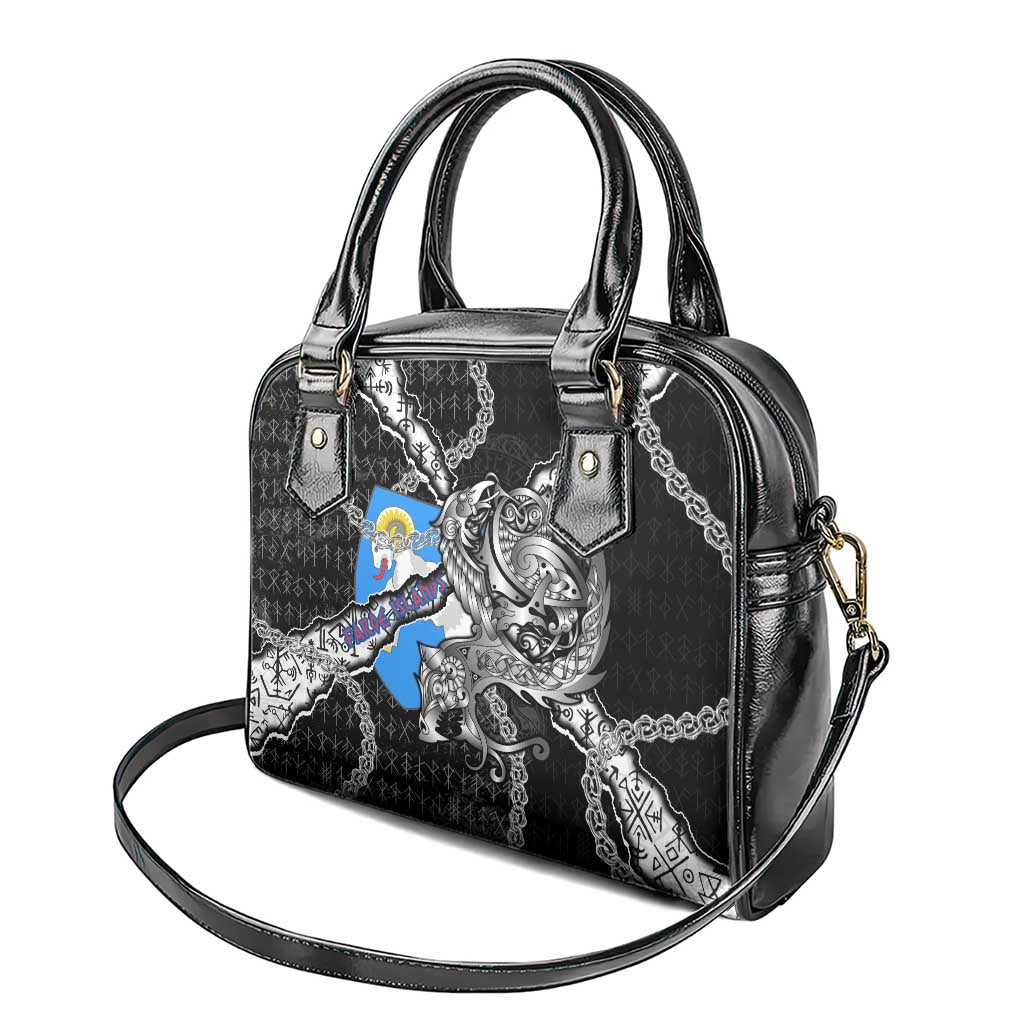 Faroe Islands Vikings Shoulder Handbag Nordic Lion Bound in Runes and Chains DT02