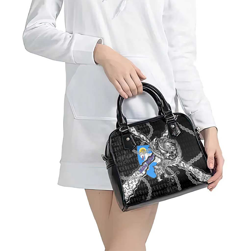 Faroe Islands Vikings Shoulder Handbag Nordic Lion Bound in Runes and Chains DT02