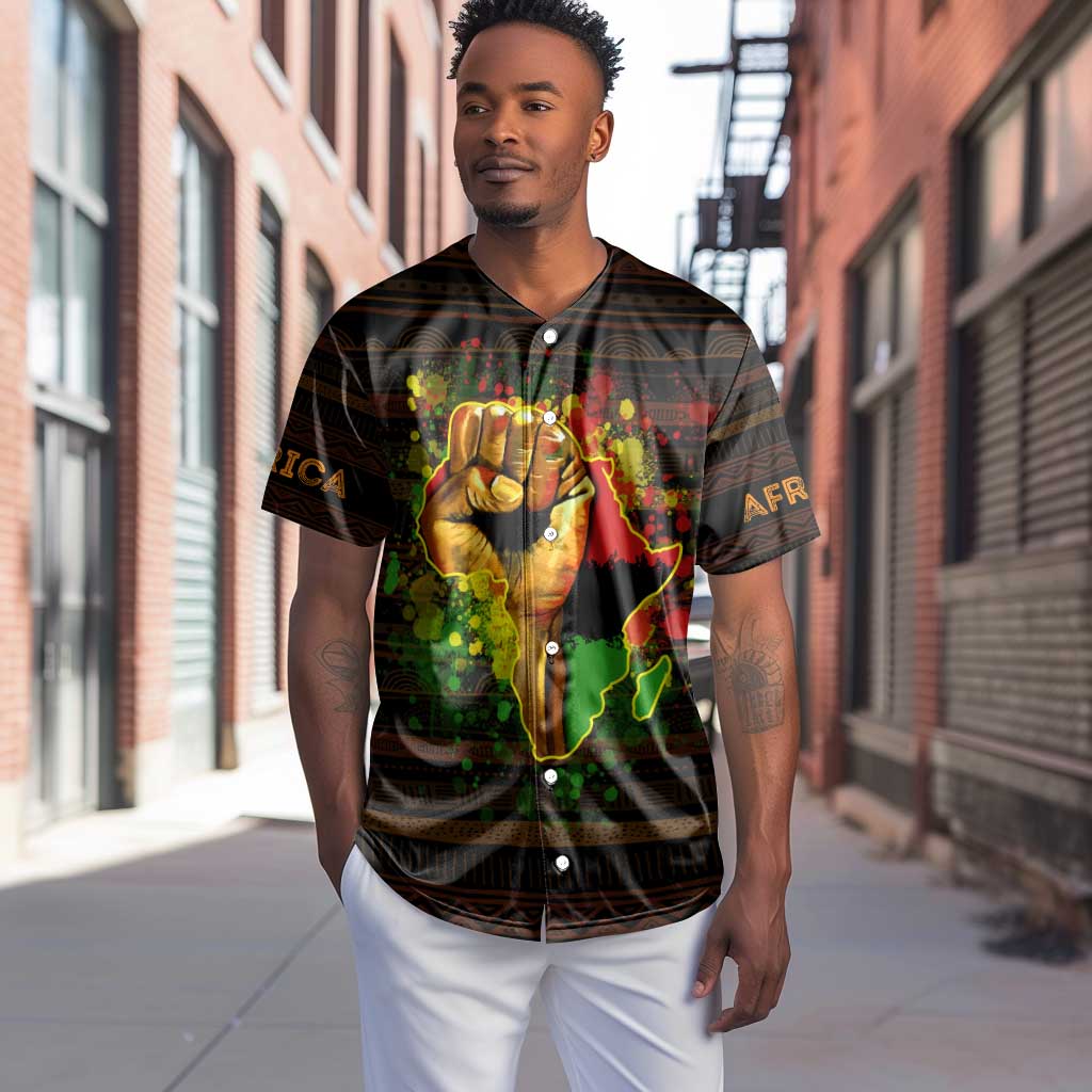Black Power Baseball Jersey Africa Map DT02