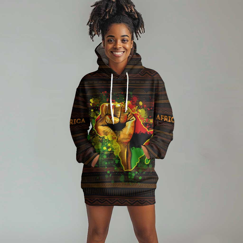 Black Power Hoodie Dress Africa Map DT02