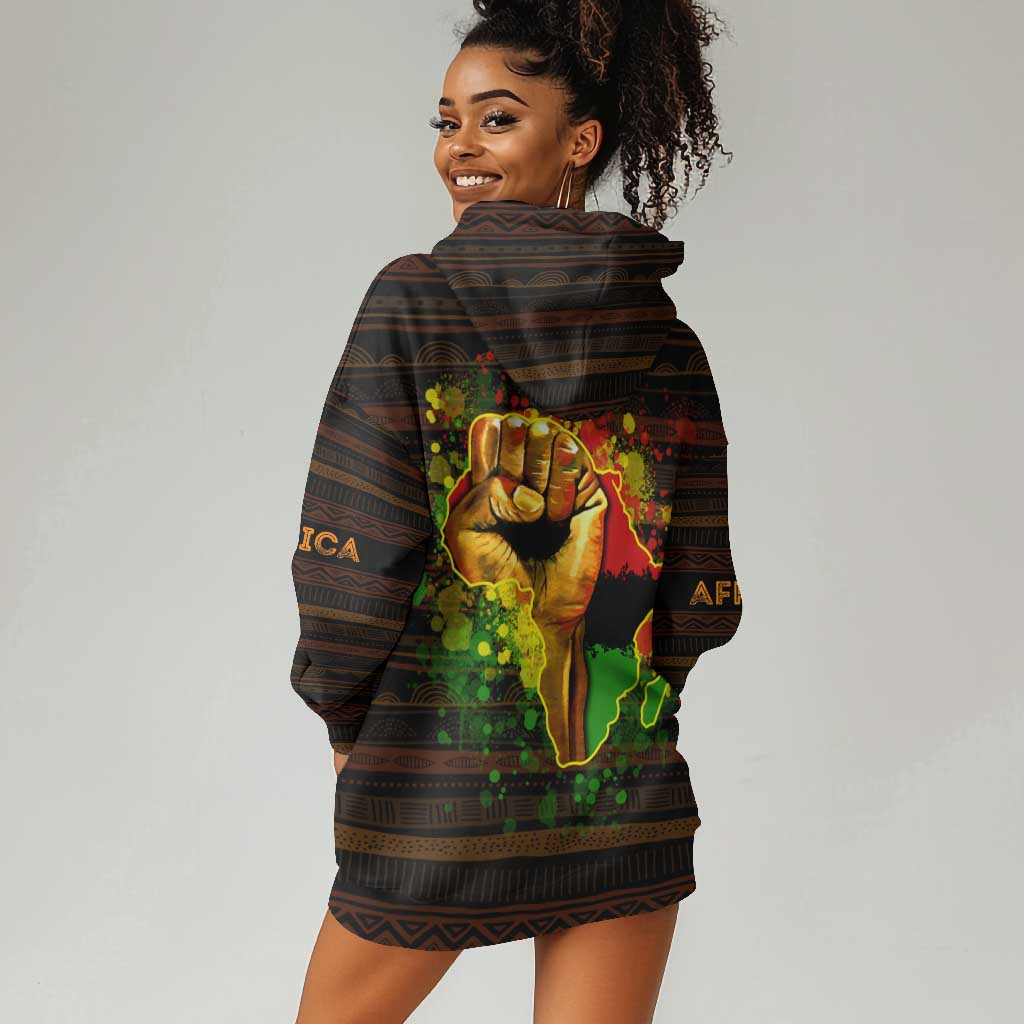 Black Power Hoodie Dress Africa Map DT02