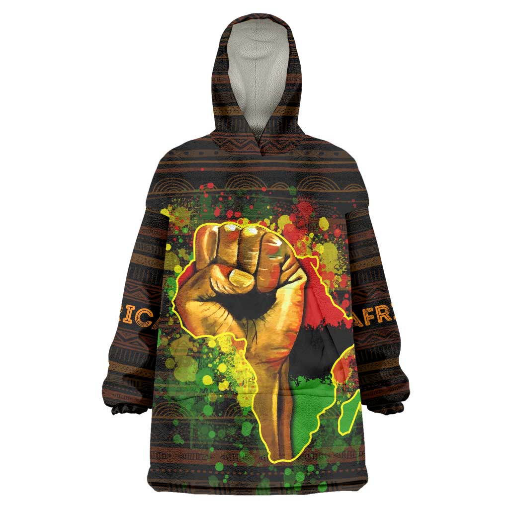 Black Power Wearable Blanket Hoodie Africa Map DT02