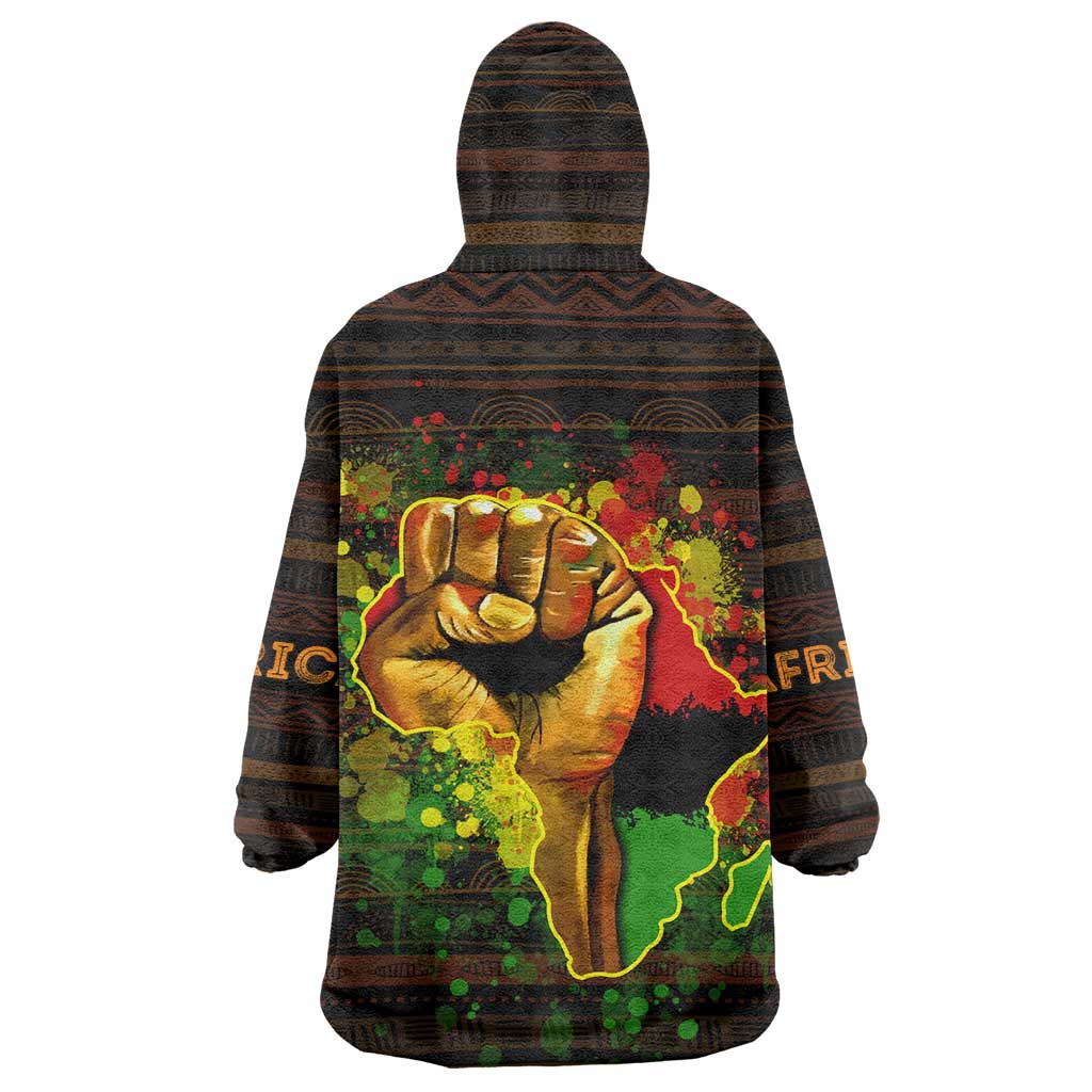 Black Power Wearable Blanket Hoodie Africa Map DT02