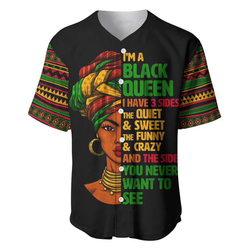 Three Sides Of Me Baseball Jersey African Women Black Queen DT02