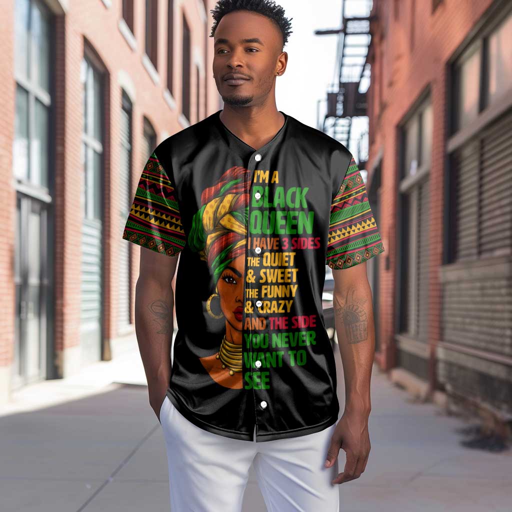 Three Sides Of Me Baseball Jersey African Women Black Queen DT02
