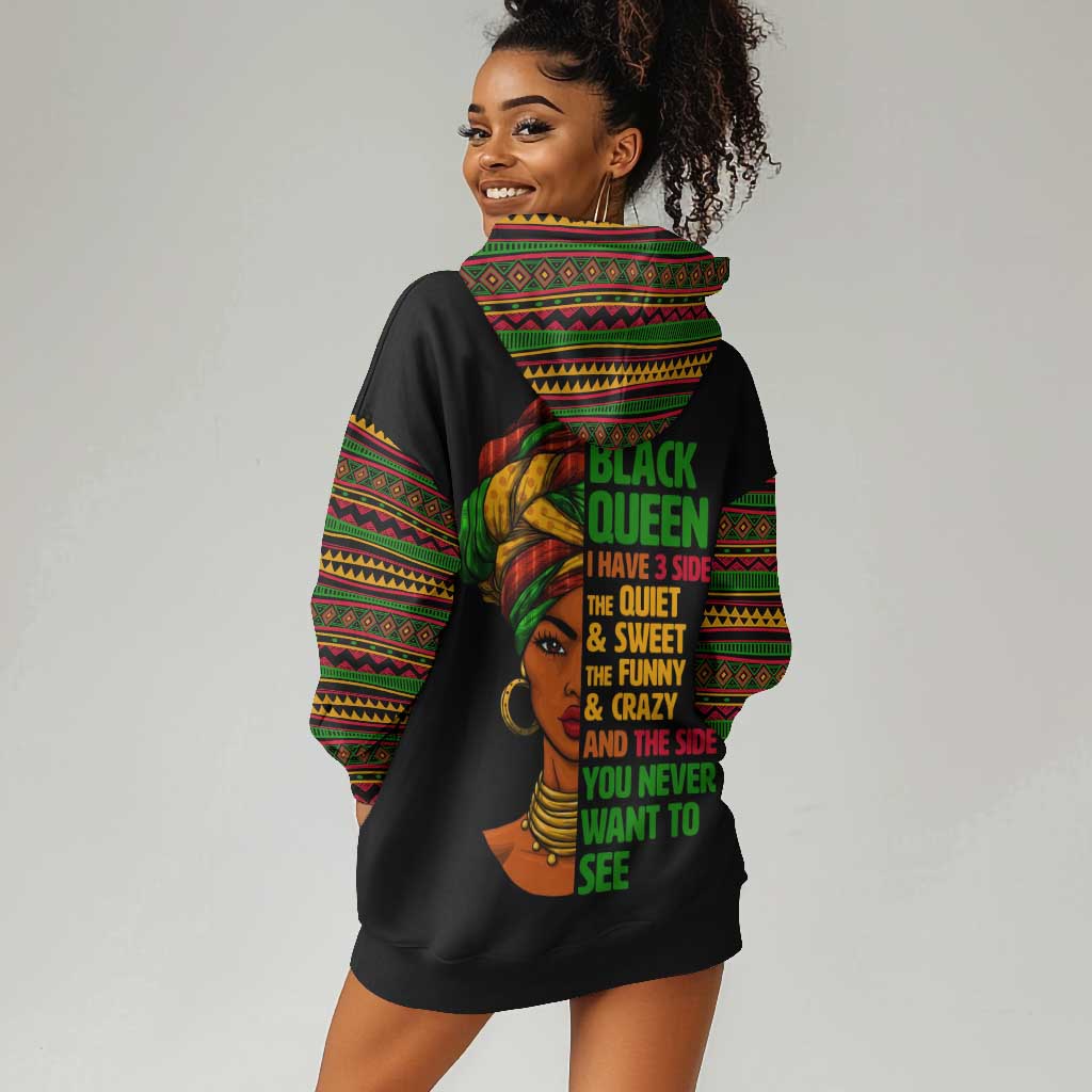 Three Sides Of Me Hoodie Dress African Women Black Queen DT02