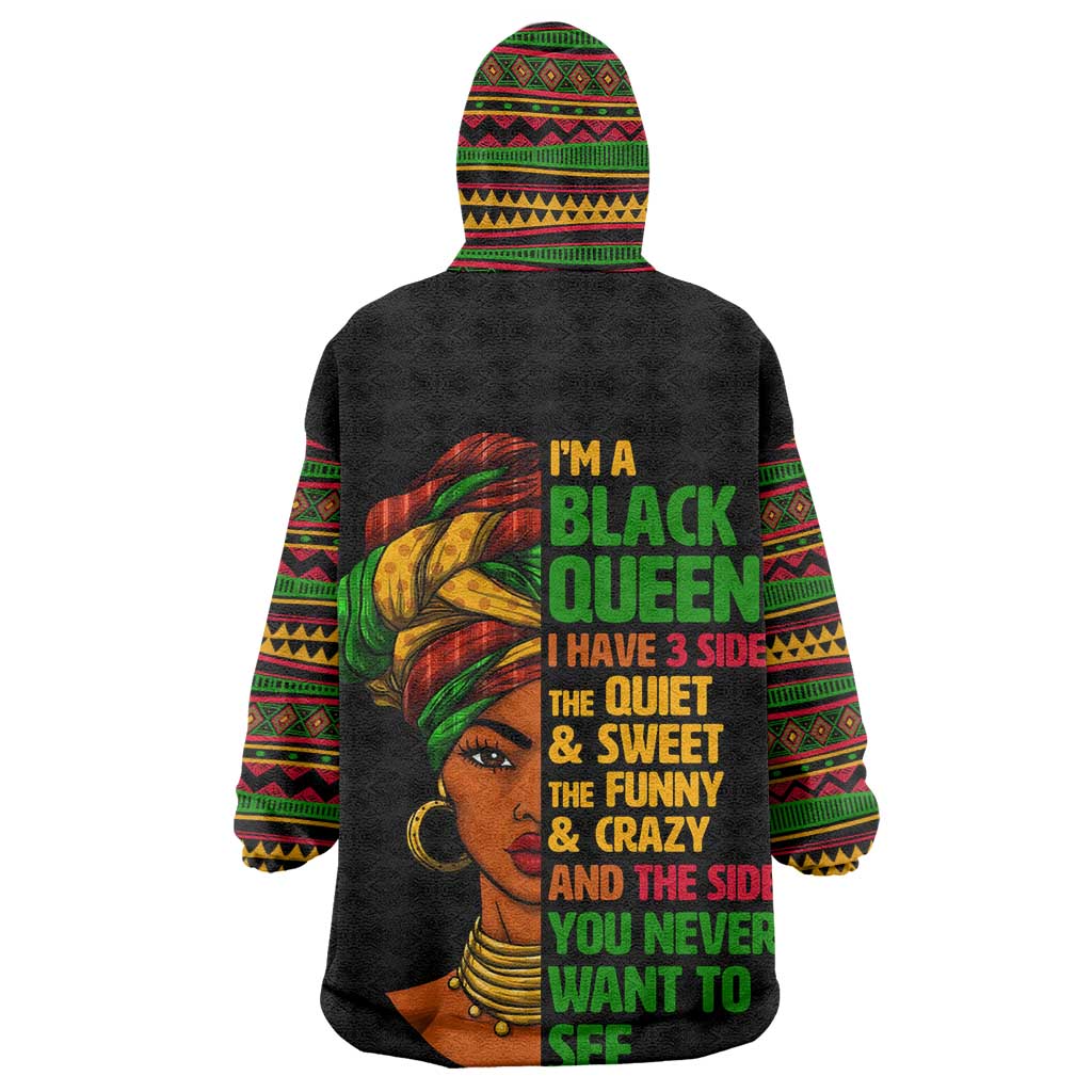 Three Sides Of Me Wearable Blanket Hoodie African Women Black Queen DT02