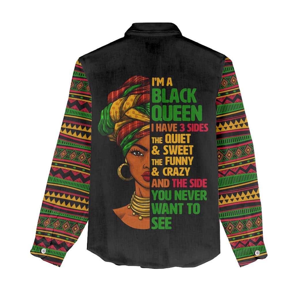 Three Sides Of Me Women Casual Shirt African Women Black Queen DT02