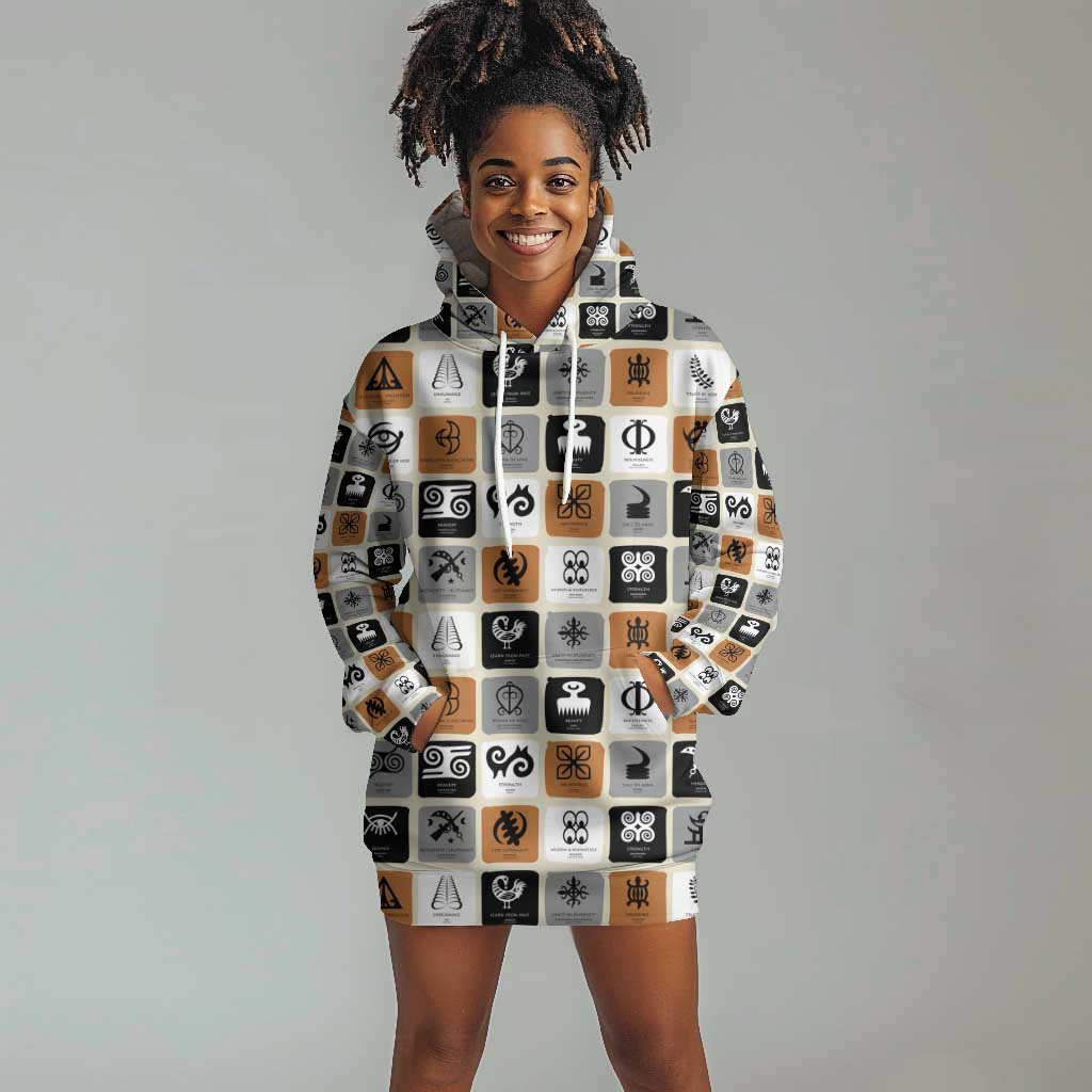 Adinkra Symbols Fashion Hoodie Dress DT02