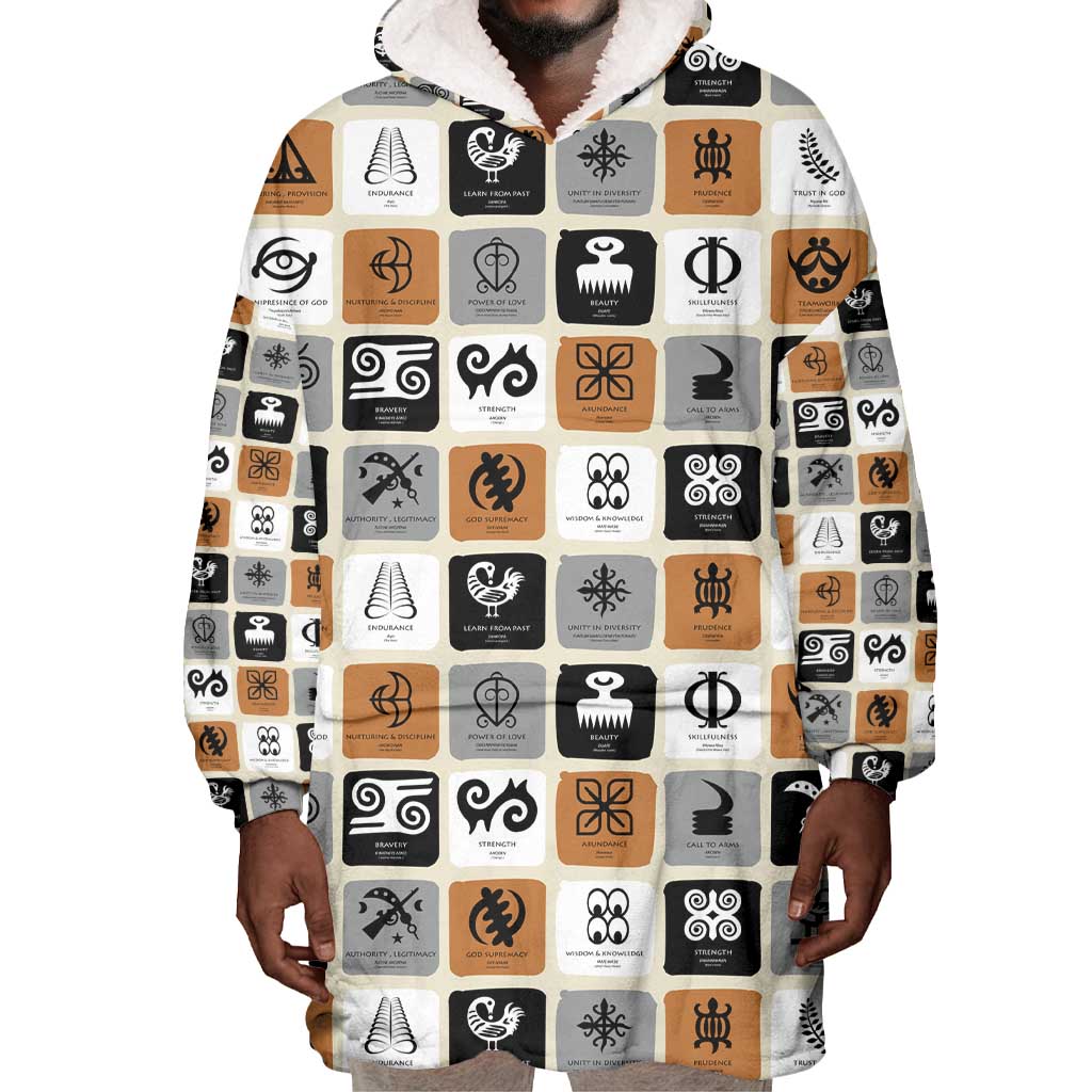 Adinkra Symbols Fashion Wearable Blanket Hoodie DT02