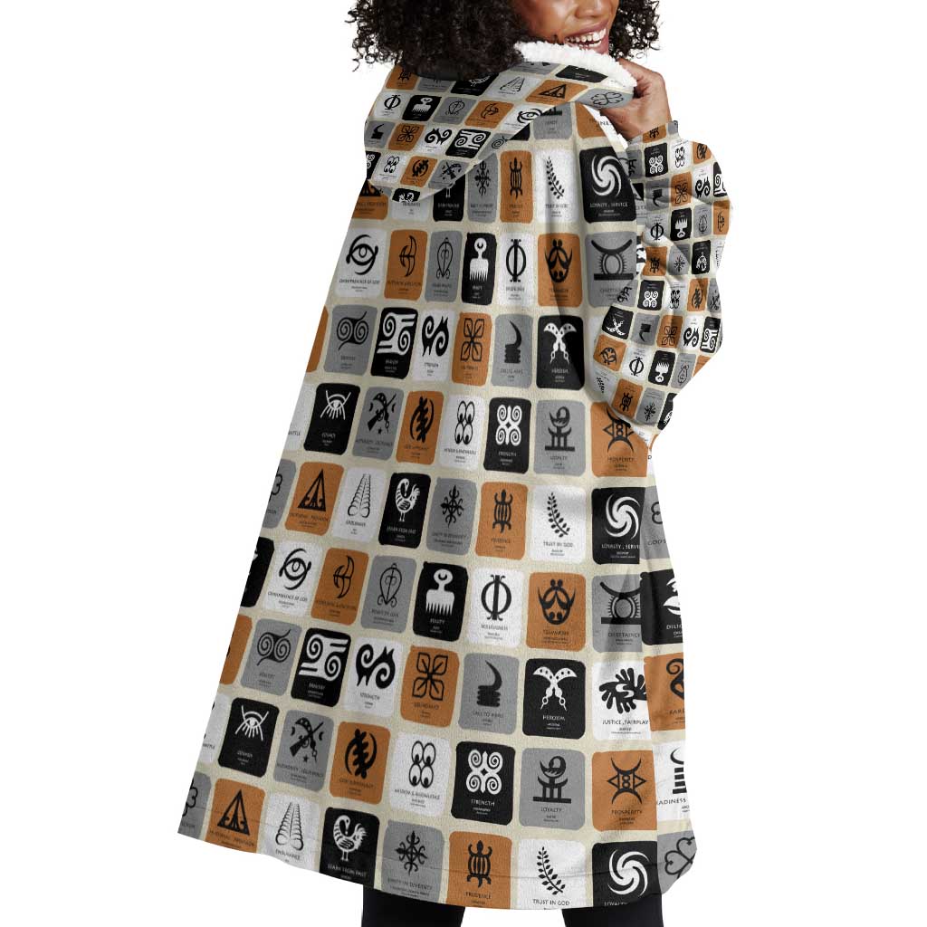 Adinkra Symbols Fashion Wearable Blanket Hoodie DT02