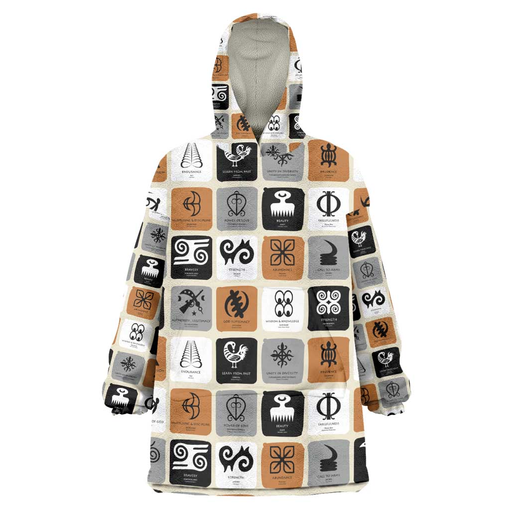 Adinkra Symbols Fashion Wearable Blanket Hoodie DT02