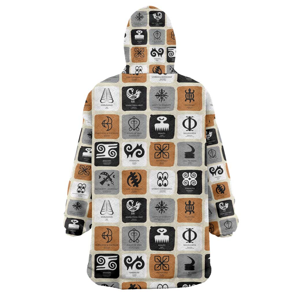 Adinkra Symbols Fashion Wearable Blanket Hoodie DT02