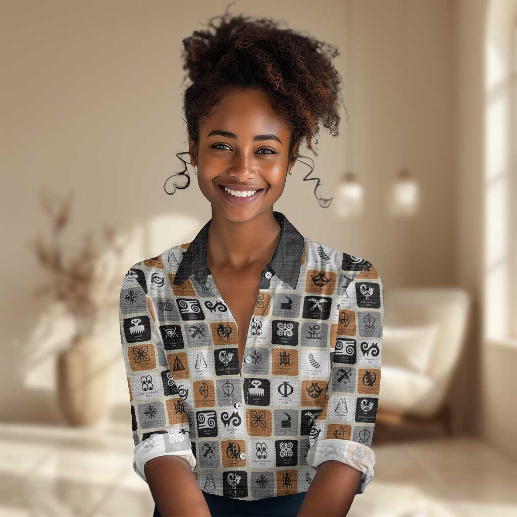 Adinkra Symbols Fashion Women Casual Shirt DT02