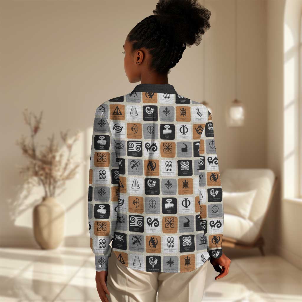 Adinkra Symbols Fashion Women Casual Shirt DT02