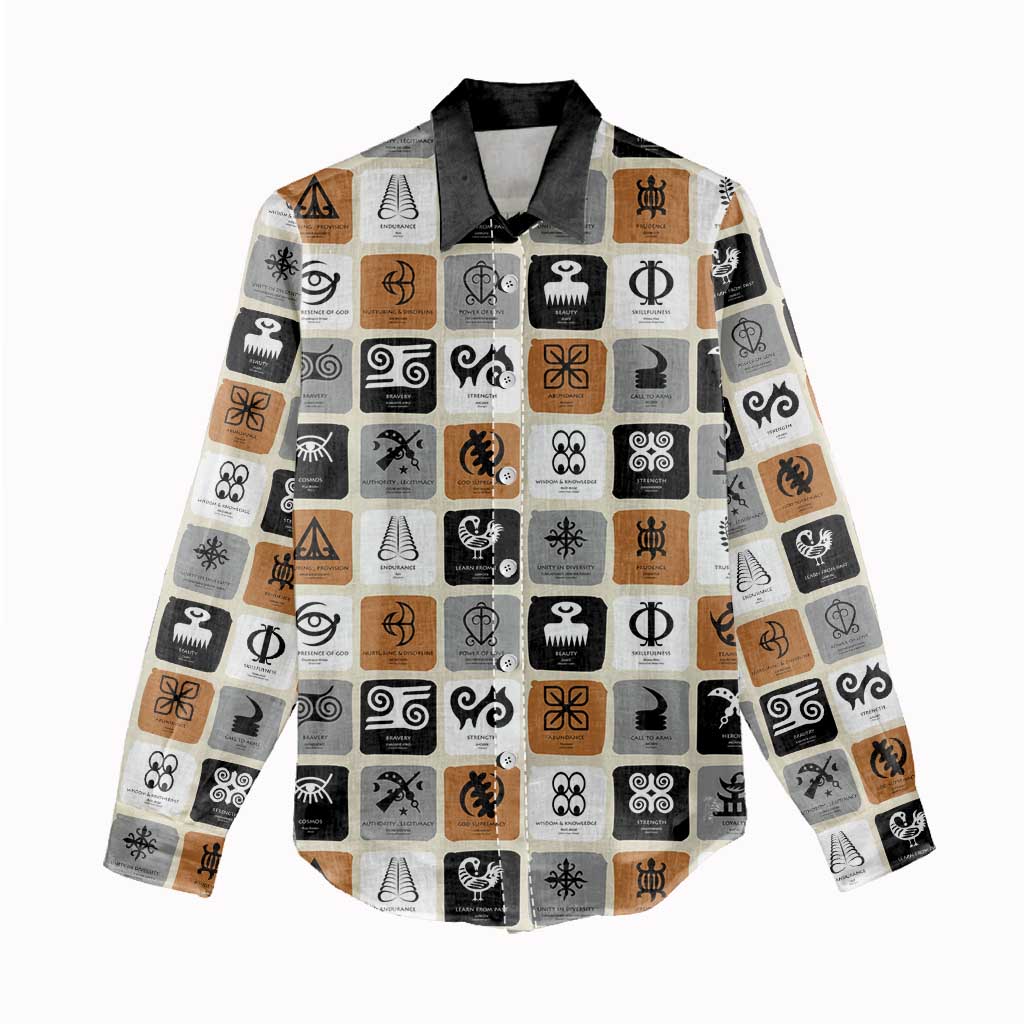 Adinkra Symbols Fashion Women Casual Shirt DT02