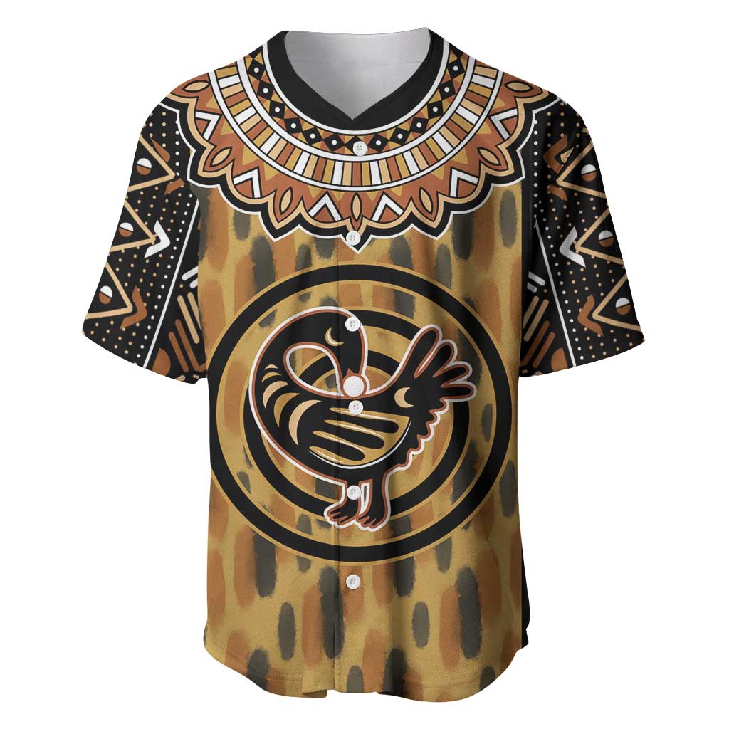Printed Mud Cloth and Adinkra Symbol Baseball Jersey DT02