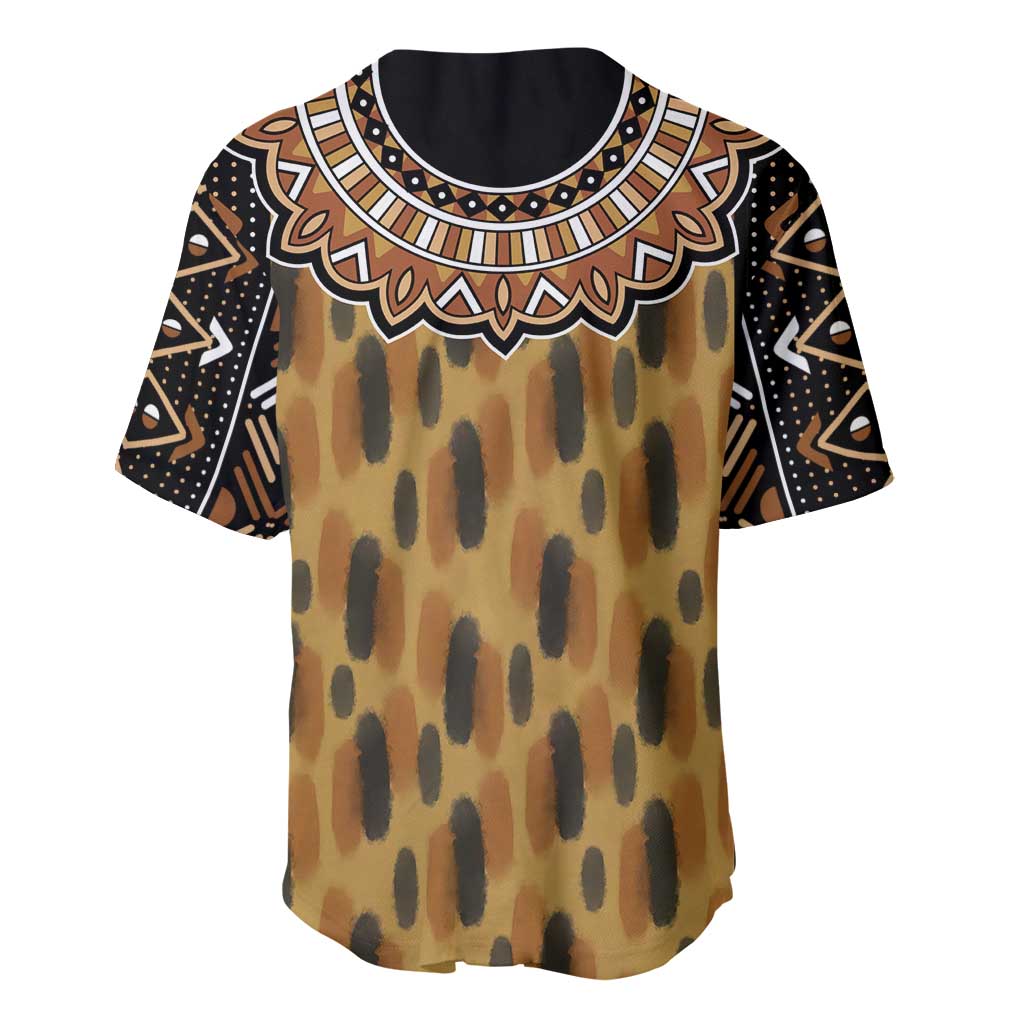 Printed Mud Cloth and Adinkra Symbol Baseball Jersey DT02