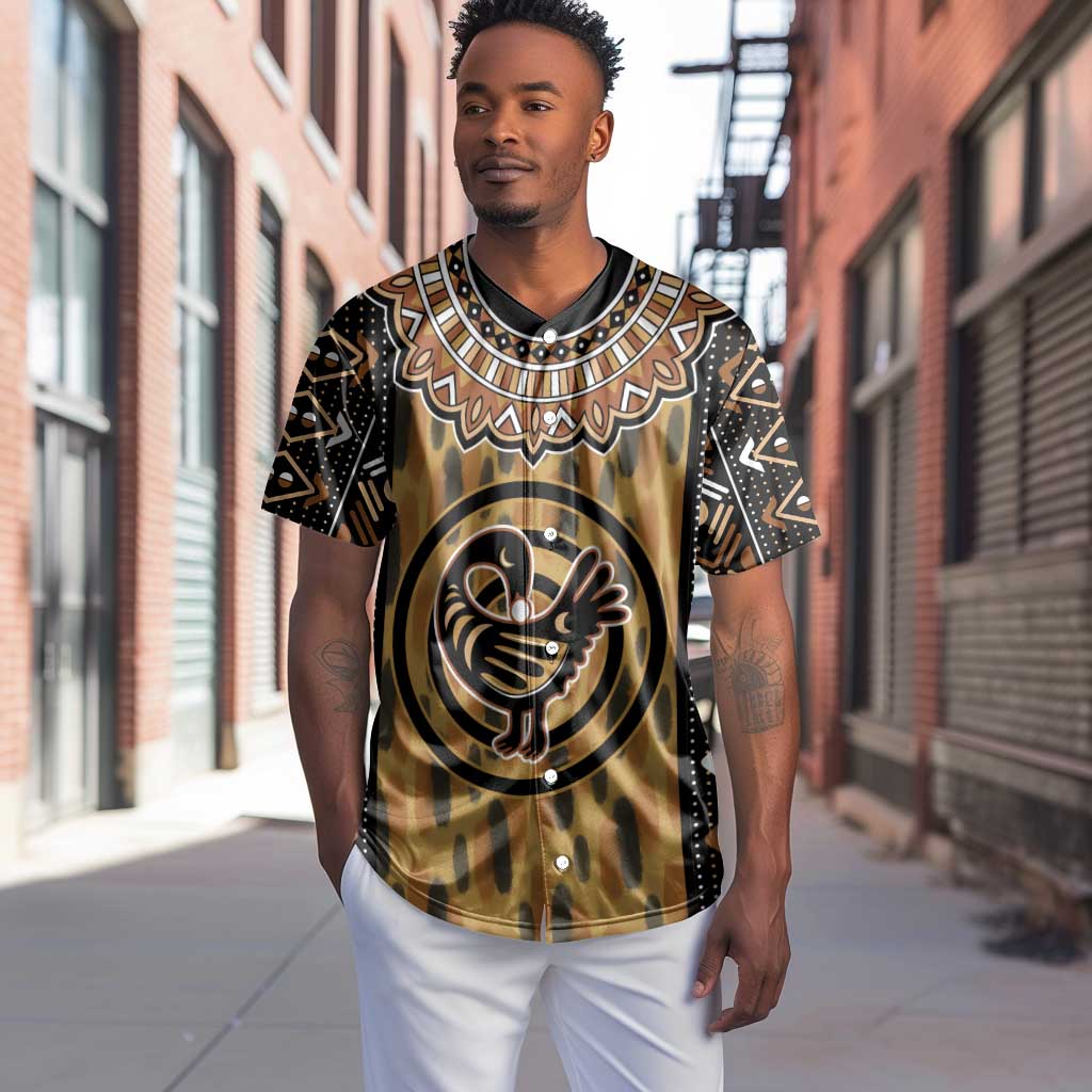 Printed Mud Cloth and Adinkra Symbol Baseball Jersey DT02