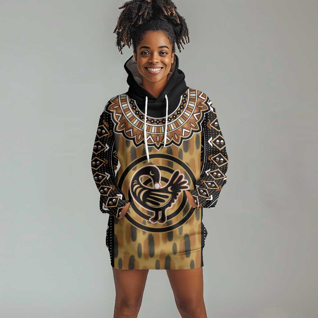 Printed Mud Cloth and Adinkra Symbol Hoodie Dress DT02