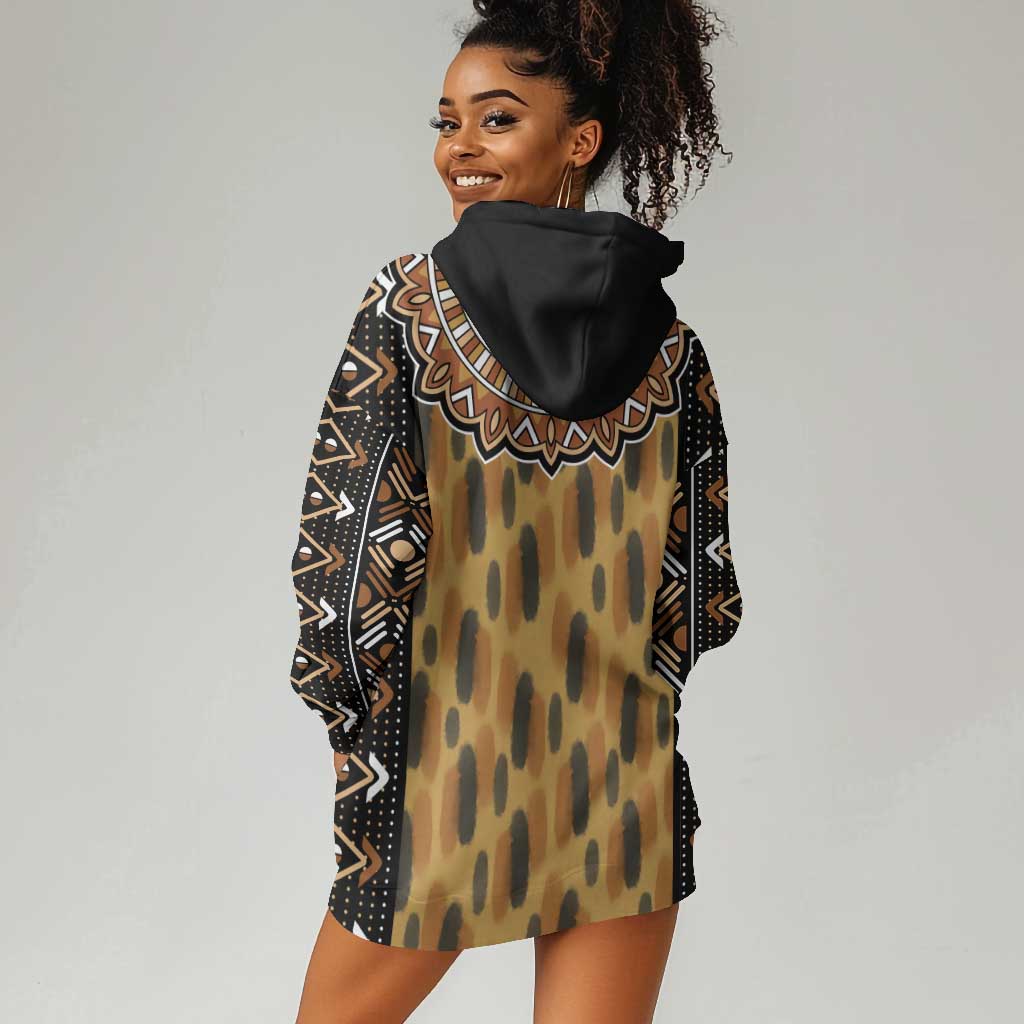 Printed Mud Cloth and Adinkra Symbol Hoodie Dress DT02