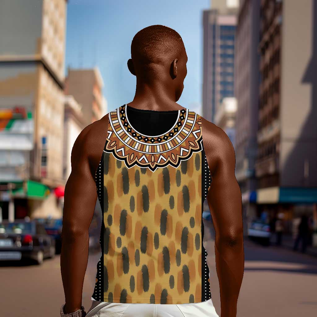 Printed Mud Cloth and Adinkra Symbol Men Tank Top DT02