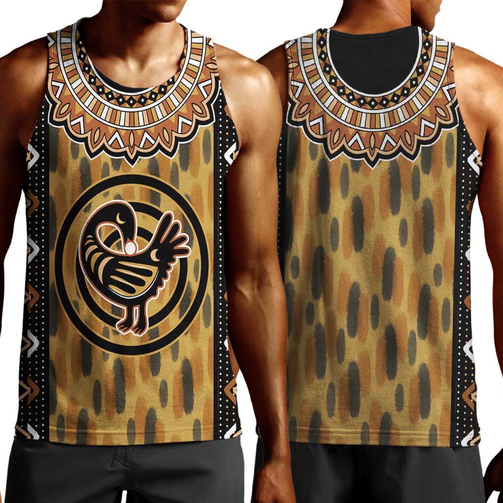 Printed Mud Cloth and Adinkra Symbol Men Tank Top DT02