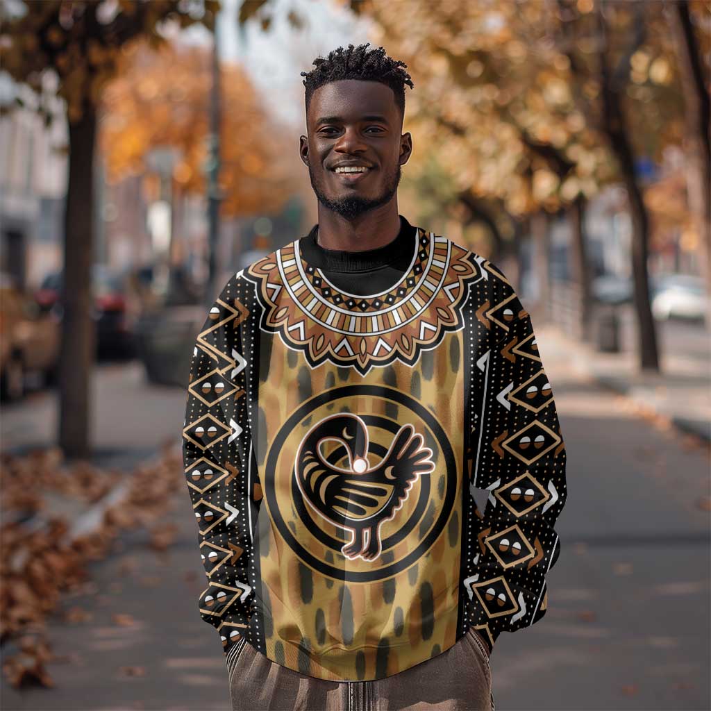 Printed Mud Cloth and Adinkra Symbol Sweatshirt DT02