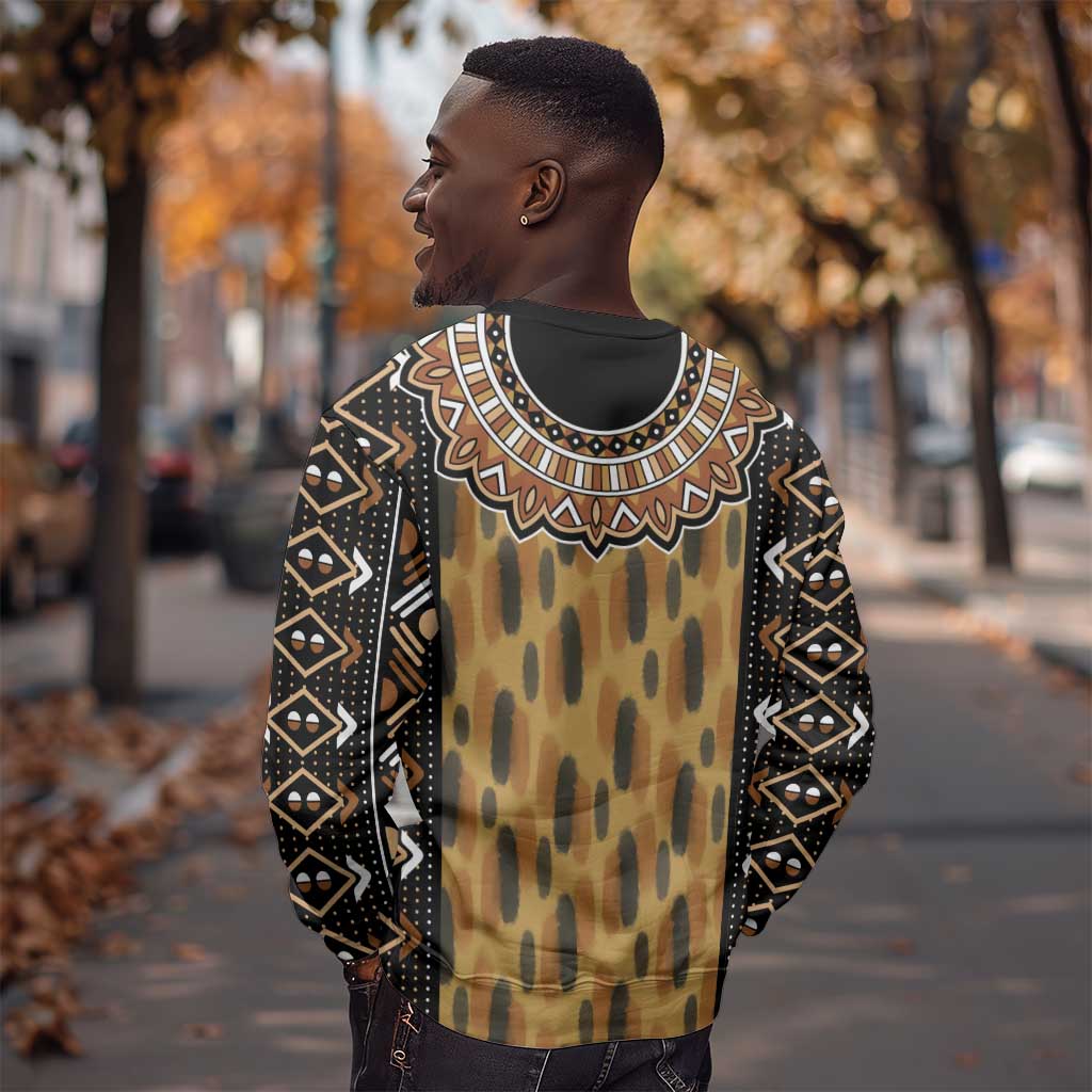 Printed Mud Cloth and Adinkra Symbol Sweatshirt DT02