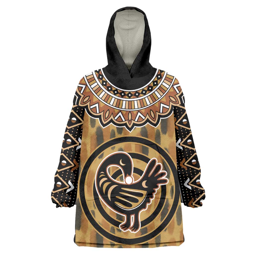 Printed Mud Cloth and Adinkra Symbol Wearable Blanket Hoodie DT02