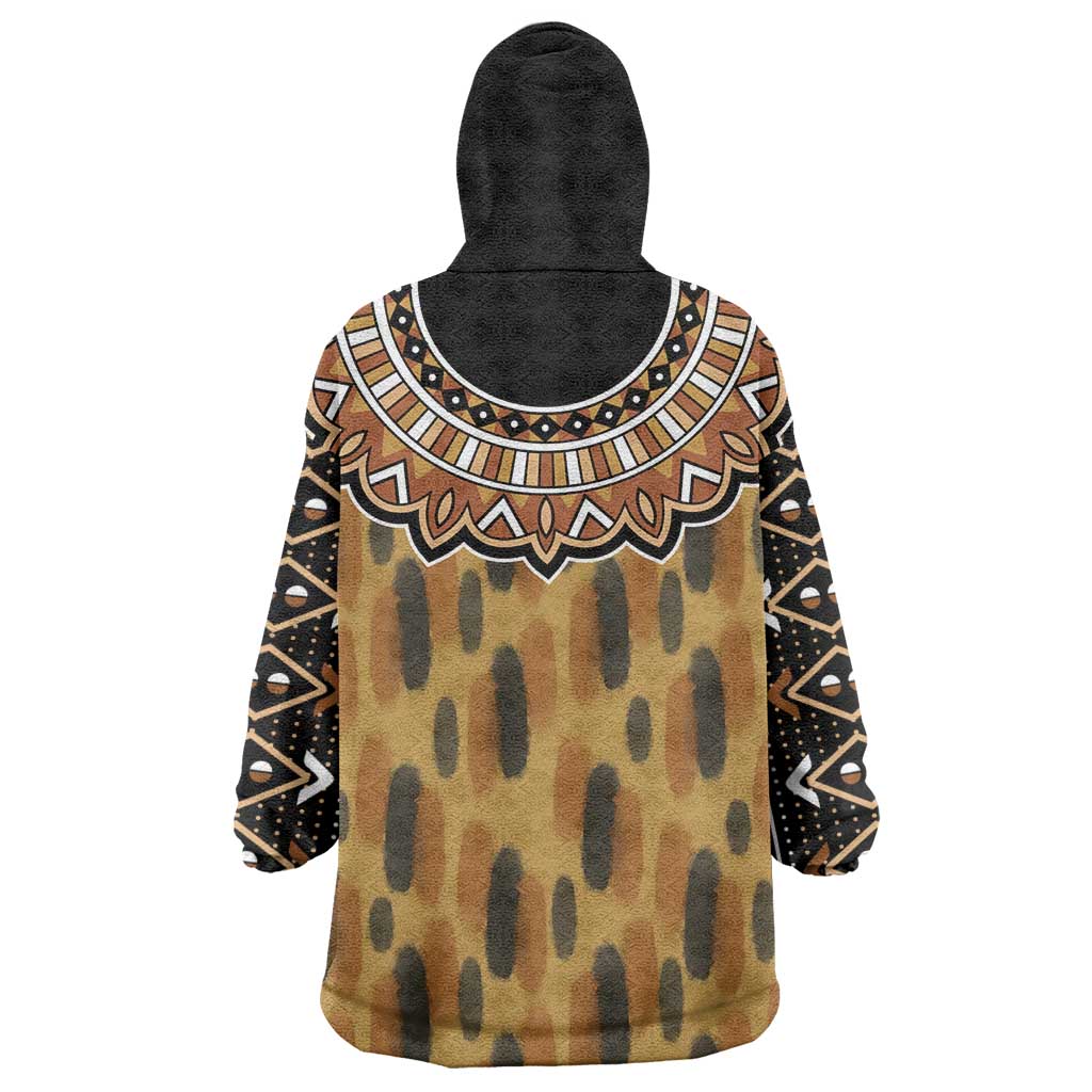 Printed Mud Cloth and Adinkra Symbol Wearable Blanket Hoodie DT02