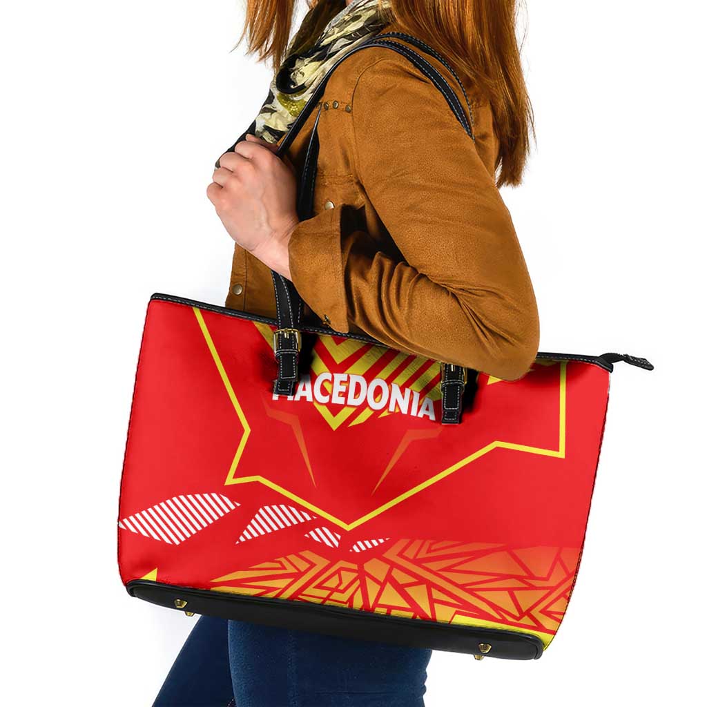 Forever Macedonia Leather Tote Bag Macedonian Flag 1992 DT02