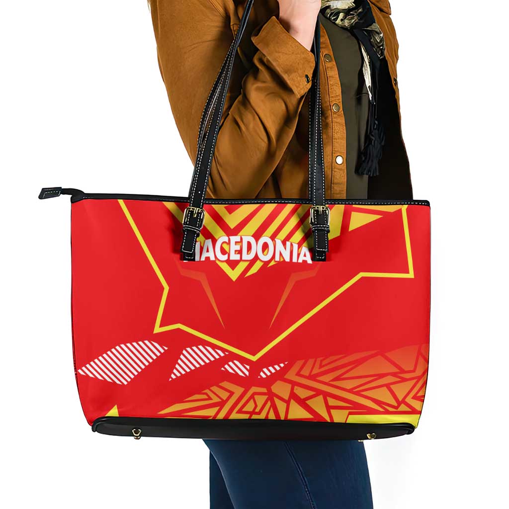 Forever Macedonia Leather Tote Bag Macedonian Flag 1992 DT02