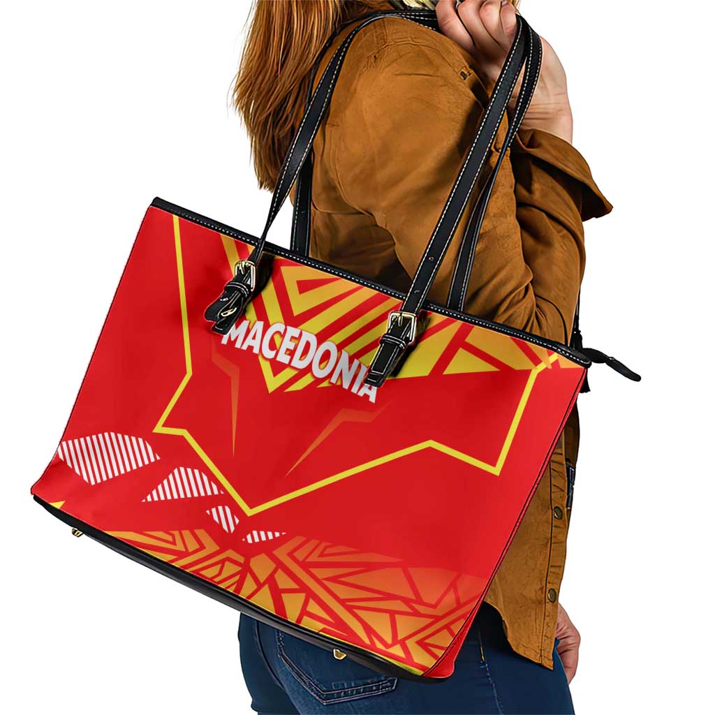 Forever Macedonia Leather Tote Bag Macedonian Flag 1992 DT02