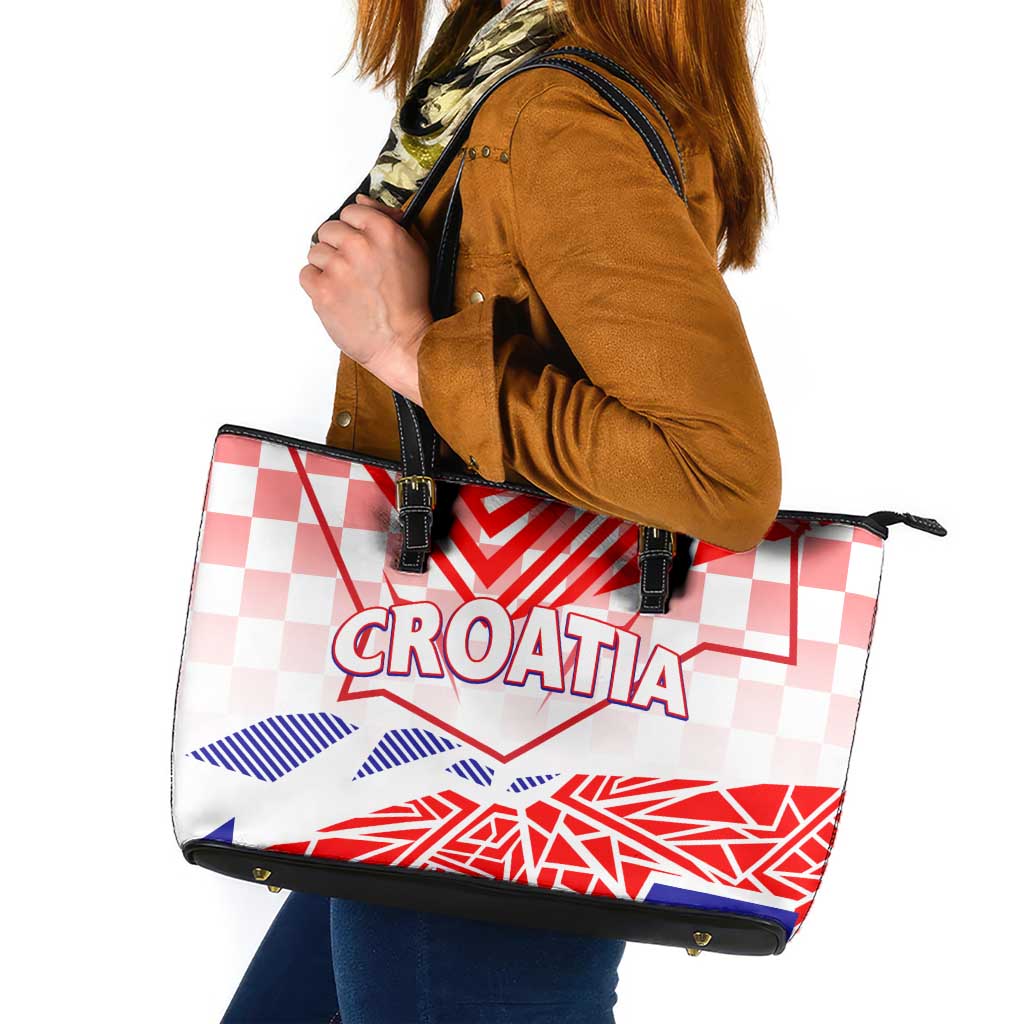 Forever Croatia Leather Tote Bag Hrvatska Trobojnica Checkerboard DT02