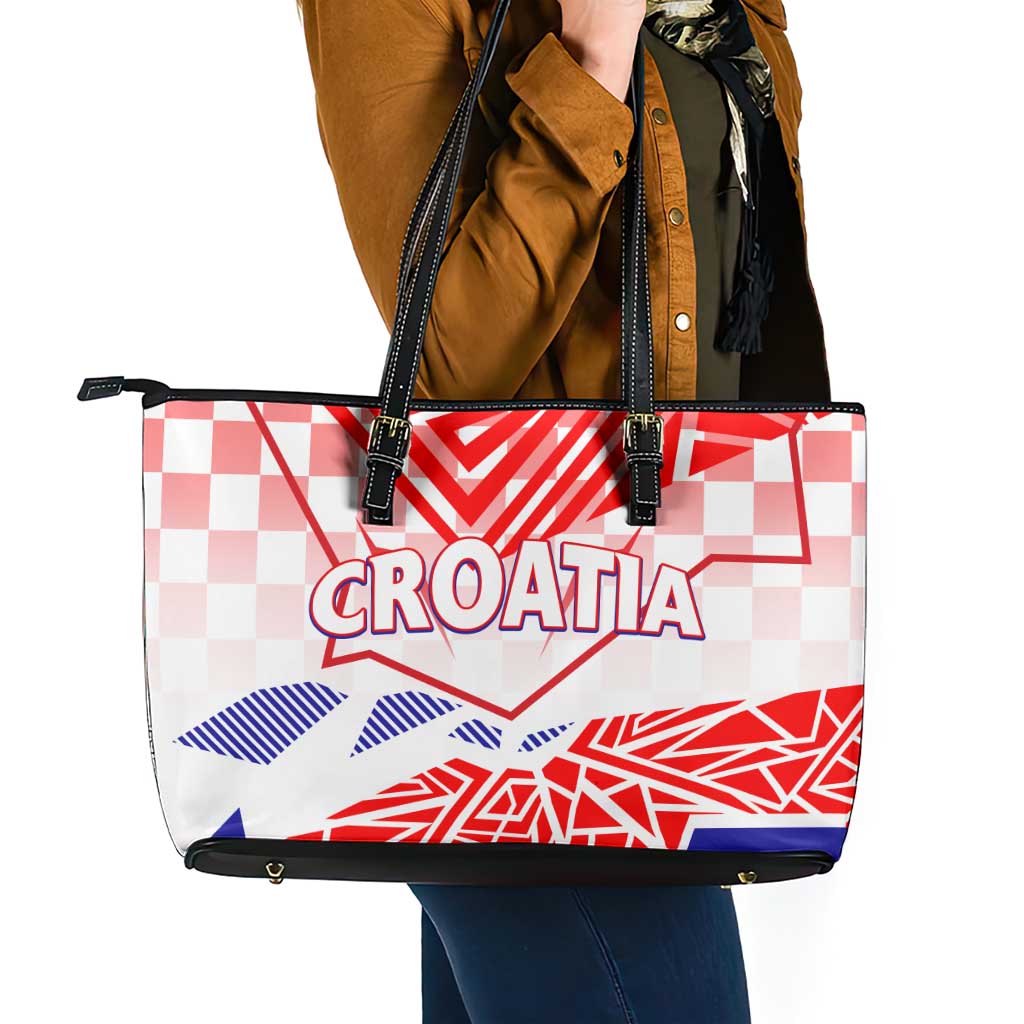 Forever Croatia Leather Tote Bag Hrvatska Trobojnica Checkerboard DT02