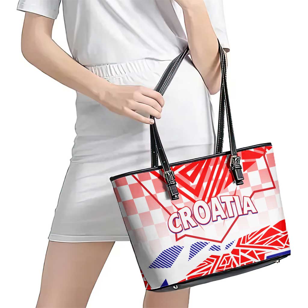 Forever Croatia Leather Tote Bag Hrvatska Trobojnica Checkerboard DT02