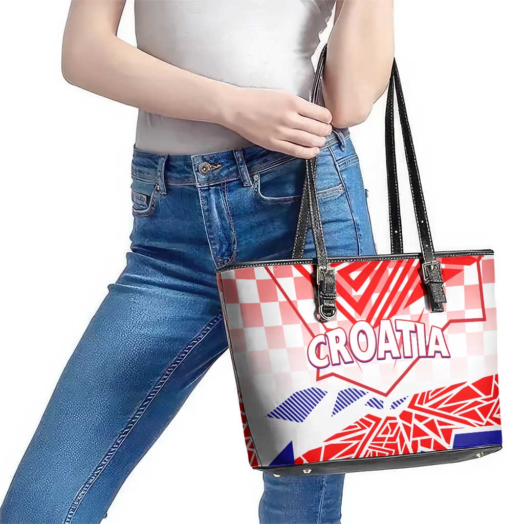 Forever Croatia Leather Tote Bag Hrvatska Trobojnica Checkerboard DT02