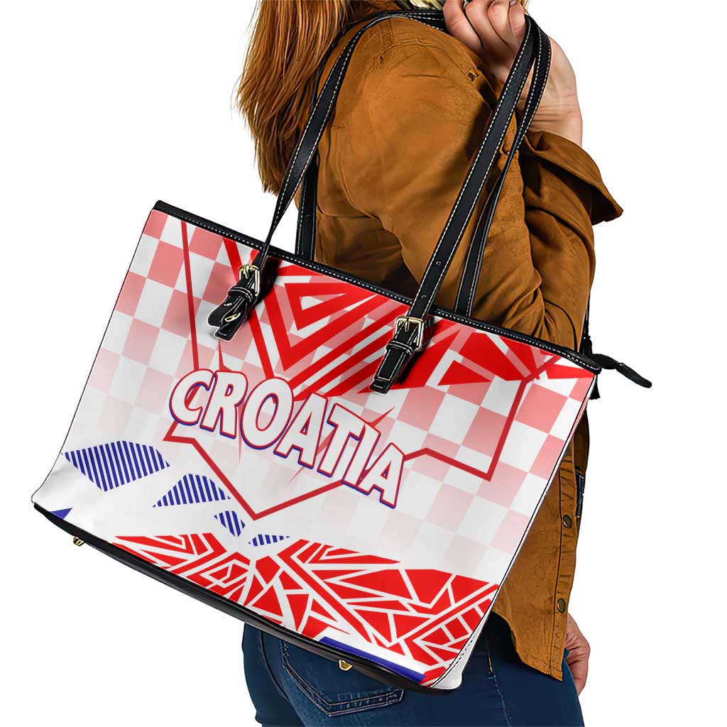 Forever Croatia Leather Tote Bag Hrvatska Trobojnica Checkerboard DT02