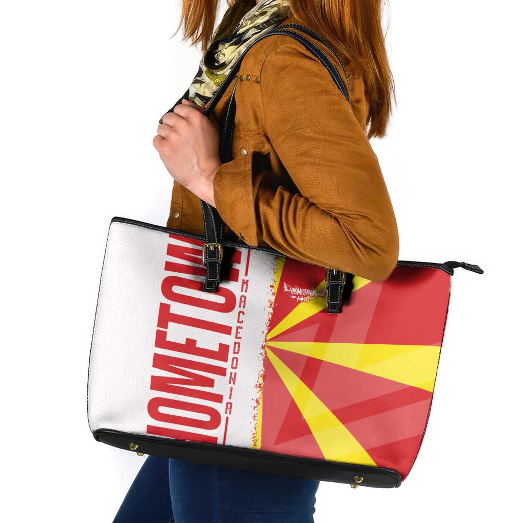 Hometown Macedonia Leather Tote Bag Flag and Map DT02
