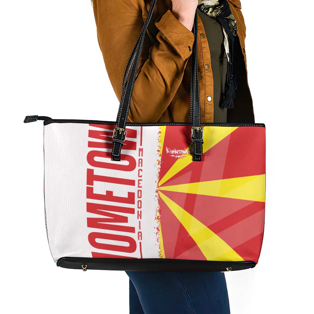 Hometown Macedonia Leather Tote Bag Flag and Map DT02